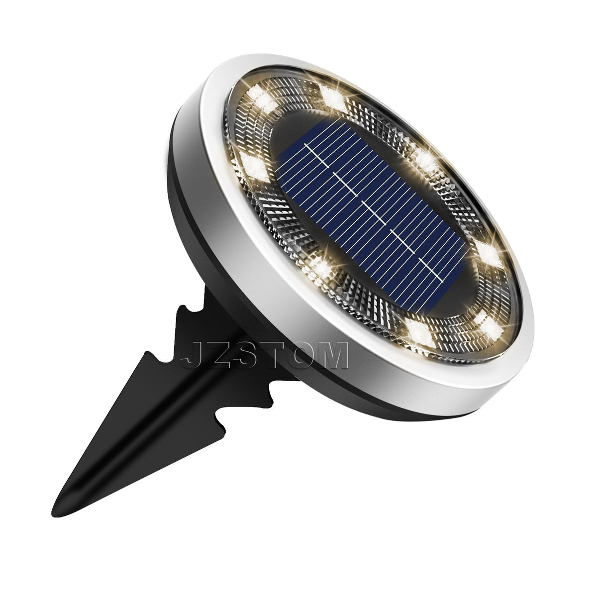 4-Pack New Solar LED In-Ground Yellow Lights (Single 8.3x8.3x10 cm) - Stainless Steel & ABS Waterproof Outdoor Garden Pathway and Landscape Spike Lamp