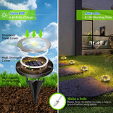 4-Pack Classic Large 8 LED Solar In-Ground White Light Set (12  x 12  x 13 cm) - Stainless Steel Waterproof Garden Spike Lamps for Lawn & Pathway - Side View