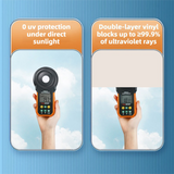 Black Ultra-Compact 5-Fold Waterproof All-Weather Umbrella for Women - Heart Pattern, Black Glue UV Protection, 8-Rib Frame,  Portable Capsule Parasol - Side View