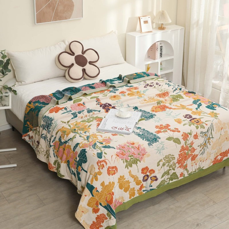 Pure Cotton Multi-Layer Gauze Blanket(Classic B, 230 cm x 200 cm) - Lightweight, Ultra-Breathable, and