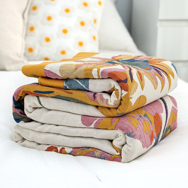 Pure Cotton Multi-Layer Gauze Blanket(Classic B, 230 cm x 200 cm) - Lightweight, Ultra-Breathable, and Moisture-Wicking Summer Quilt for Hot Sleepers
