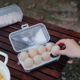 4 Pack Portable  8-Grid Shockproof Eggs Box With Egg Holder- Clear PP Plastic Storage Box, Secure Lock, Anti-Shock Tray for Outdoor Camping Picnic - Front View