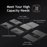2-Pack Black Metal Thin Slim Men Women Pop Up Wallet (10.1 x 6.9 x 1.7 cm) - RFID Anti-theft Card Holder with box - Side View