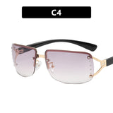 Y2K Rimless Butterfly UV400 Sunglasses for Women(Grey Gradient) - Bling Rhinestone Square Frameless, Sweet & Cool Fashion