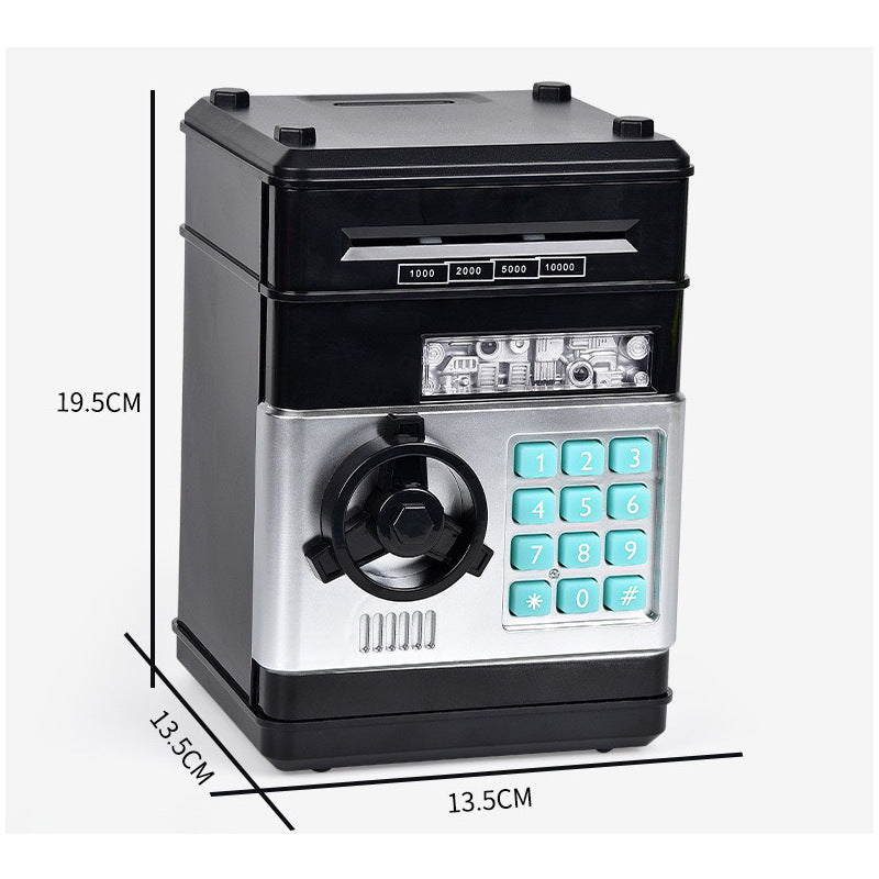 2-Piece Black Smart ATM Piggy Banks - Kids Electronic Money Safe with Password Lock & Auto-Roll in/out Feature