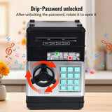 2-Piece Blue Smart ATM Piggy Banks - Kids Electronic Money Safe with Password Lock & Auto-Roll in/out Feature