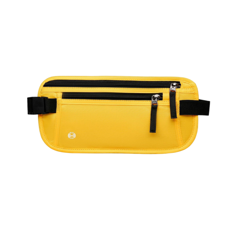 Yellow RFID Blocking Slim Anti-Theft Fanny Pack for Outdoor Travel - Hidden Money Belt for Passport, Documents & Cash