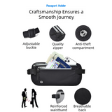 Blue RFID Blocking Slim Anti-Theft Fanny Pack for Outdoor Travel - Hidden Money Belt for Passport, Documents & Cash