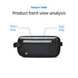 Blue RFID Blocking Slim Anti-Theft Fanny Pack for Outdoor Travel - Hidden Money Belt for Passport, Documents & Cash - Top-Down View