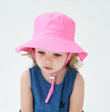 2-Pack Pink Kids Sun Hat and Travel Beach Fisherman Cap(M Size for Head Circumference 52-54) - Breathable UV Protection Cap - Front View
