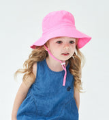 2-Pack Pink Kids Sun Hat and Travel Beach Fisherman Cap(M Size for Head Circumference 52-54) - Breathable UV Protection Cap - Side View