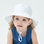 2-Pack White Kids Sun Hat and Travel Beach Fisherman Cap(M Size for Head Circumference 52-54) - Breathable UV Protection Cap