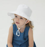 2-Pack White Kids Sun Hat and Travel Beach Fisherman Cap(M Size for Head Circumference 52-54) - Breathable UV Protection Cap