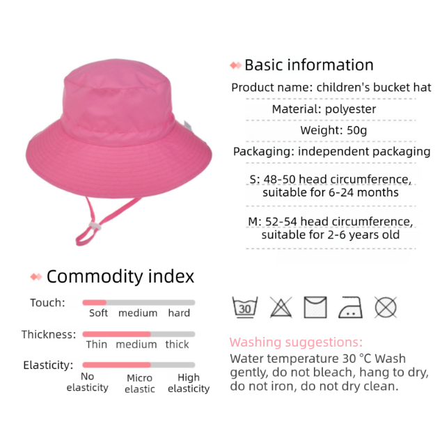 2-Pack White Kids Sun Hat and Travel Beach Fisherman Cap(M Size for Head Circumference 52-54) - Breathable UV Protection Cap