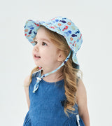 2-Pack Blue Seahorse Pattern Kids Sun Hat and Travel Beach Fisherman Cap(S Size for Head Circumference 48-50) - Breathable UV Protection Cap