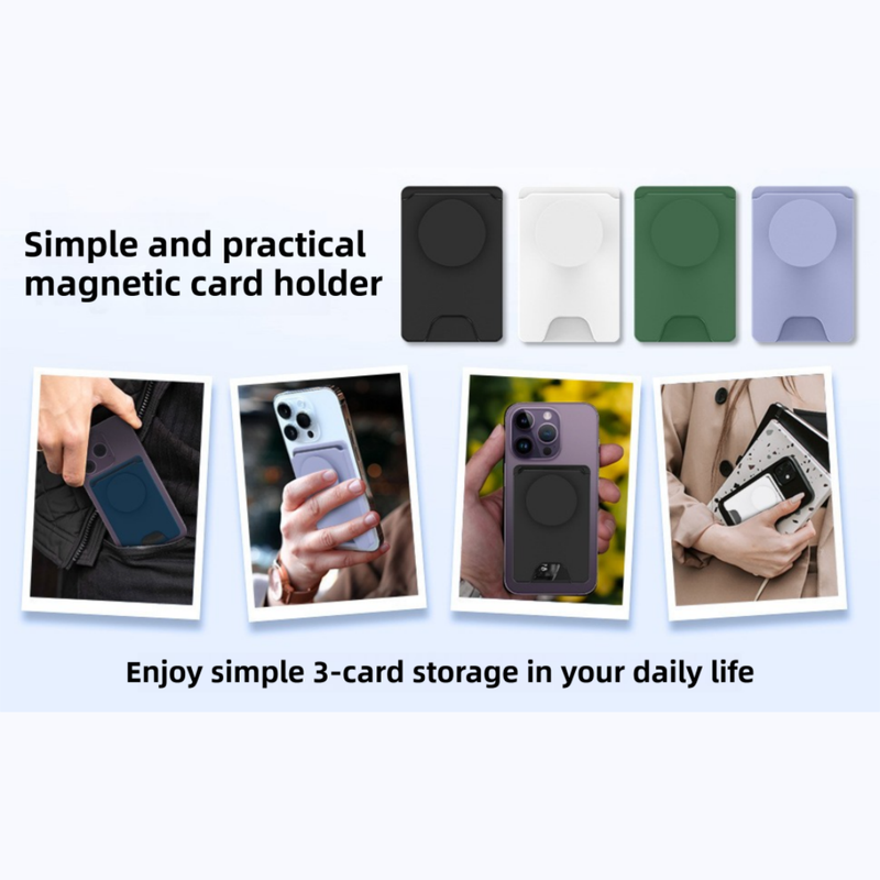 2-Pack 2-in-1 Black Magnetic Card Wallet Integrated Pop Airbag Stand(9.5x6x0.8 CM) - Including Magnetic Ring, for MagSafe Compatible iPhone 14/13/12 Series & Standard Phone Cases
