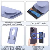 2-Pack 2-in-1 Dark Blue Magnetic Card Wallet Integrated Pop Airbag Stand(9.5x6x0.8 CM) - Including Magnetic Ring, for MagSafe Compatible iPhone 14/13/12 Series & Standard Phone Cases - Side View