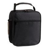 Black Portable Insulated Lunch Bag - Oxford Cloth Handheld Meal Prep Tote, Large-Capacity Square Upright Design for School Office