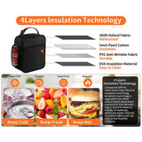 Light Grey Portable Insulated Lunch Bag - Oxford Cloth Handheld Meal Prep Tote, Large-Capacity Square Upright Design for School Office - Side View