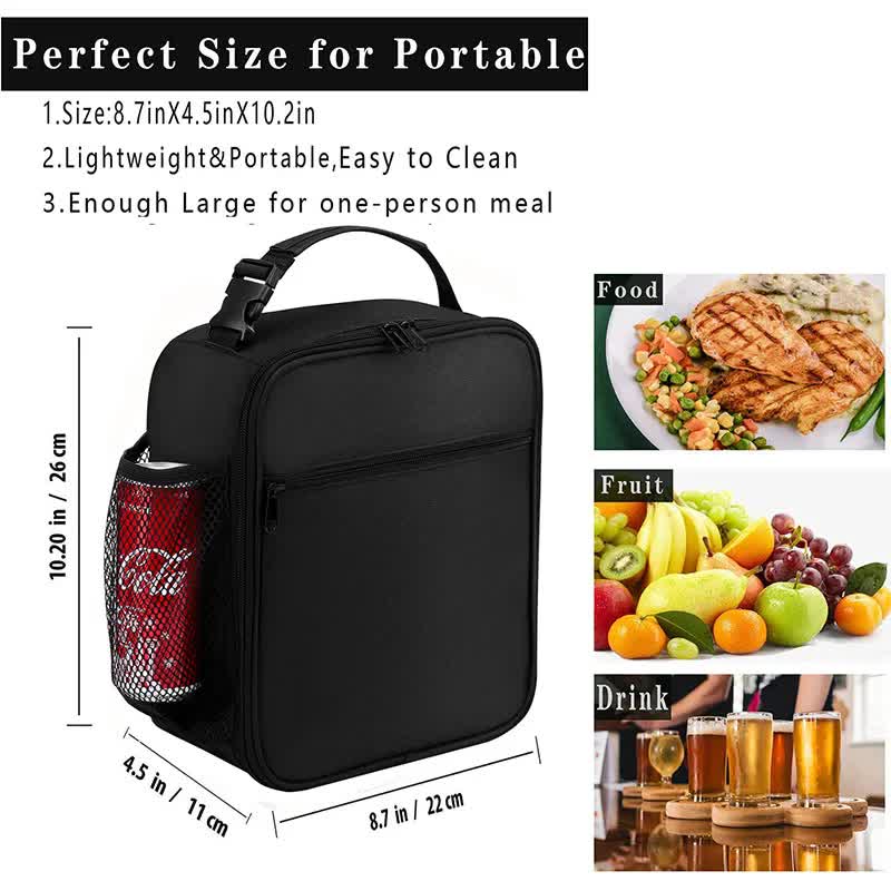 Blue Portable Insulated Lunch Bag - Oxford Cloth Handheld Meal Prep Tote, Large-Capacity Square Upright Design for School Office