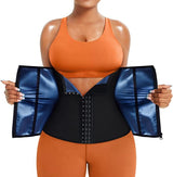 Blue Silver Ion Sauna Waist Trainer for Women(Size XL) - 2-in-1 Zipper and Hook/Eye Sweat-Wicking Sports Girdle, Postpartum Fitness Shapewear
