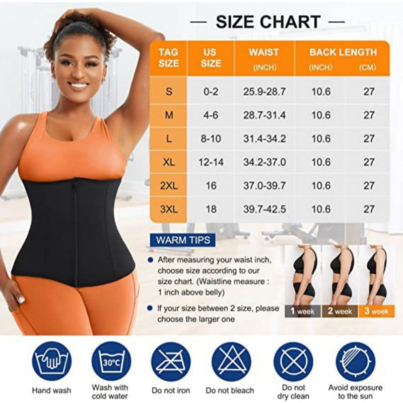 Blue Silver Ion Sauna Waist Trainer for Women(Size 2XL) - 2-in-1 Zipper and Hook/Eye Sweat-Wicking Sports Girdle, Postpartum Fitness Shapewear