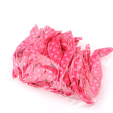 20-Pack Pink Polka Dot Bow Sponge Hair Rollers Set -  Soft Sleep Pillow Lazy No-Heat Curler for Heatless Loose Curls Hair Style - Rear View