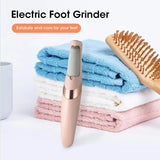 Pink Wireless Electric Foot Grinder With Two Heads - Automatic Pedicure Tool for Removing Callus and Dead Skin, Portable Small Handheld Design & USB Rechargeable - Front View