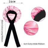 2-Pack Rose Pink Satin Bonnet with Wide Band and Bow Tie - Hair Care Sleep Cap and Turban for Women