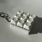 2-Pack White Mechanical 9-Keyboard Fingertip Toy Keychain - Key Pressure Relief, PVC Fingertip Toy