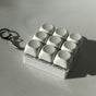 2-Pack White Mechanical 9-Keyboard Fingertip Toy Keychain - Key Pressure Relief, PVC Fingertip Toy
