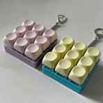 2-Pack White Mechanical 9-Keyboard Fingertip Toy Keychain - Key Pressure Relief, PVC Fingertip Toy