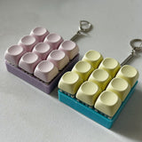 2-Pack Light Yellow Mechanical 9-Keyboard Fingertip Toy Keychain - Key Pressure Relief, PVC Fingertip Toy