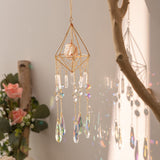 Cloud & Rain Handcrafted Suncatcher - Natural Agate & Cone Prism for Window Decoration