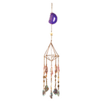 Purple Fairy Faceted Crystal Prism - Handmade Agate Slice Ornament for Rainbow Reflection