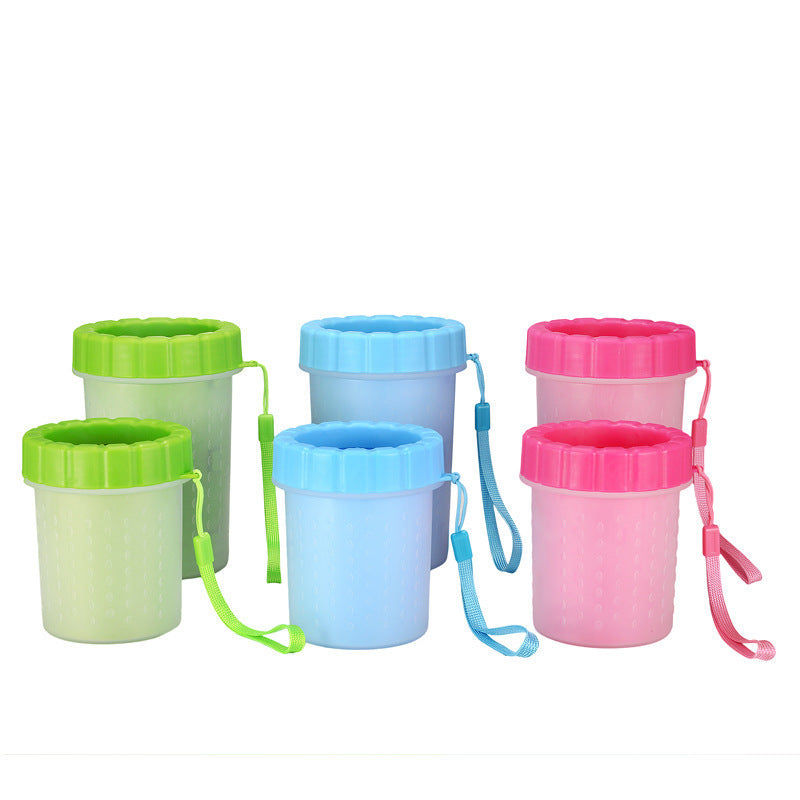 Green Small Size Quick & Easy-Clean Dog Paw Cleaner Cup - PP+TPR Material, Gentle Pet Grooming Tool