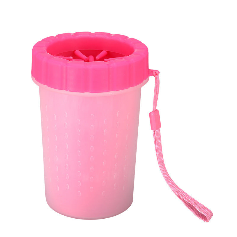 Pink Large Size Quick & Easy-Clean Dog Paw Cleaner Cup - PP+TPR Material, Gentle Pet Grooming Tool