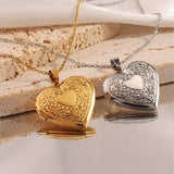 2-Pack Luxury Fading-Resistant Titanium Steel Heart Locket Necklace(Sliver & Gold) - Simple Photo Frame Pendant on Collarbone Chain