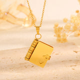 Gold Titanium Steel Fading-Resistant Envelope Locket Necklace - Openable Love Letter Pendant for Couples