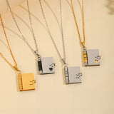 Gold-Sliver Titanium Steel Fading-Resistant Envelope Locket Necklace - Openable Love Letter Pendant for Couples