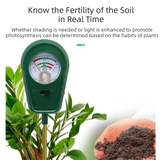 3-in-1 Mechanical Pointer Soil Meter - No Batteries Required, Measures Fertility, Moisture, and pH for Gardening