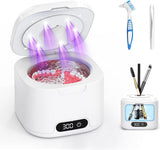Muti-Functional Portable UV-C Ultrasonic Cleaner (49KHz) - 3 Time Modes for Deep cleaning and Sterilization, 340ml Stainless Steel Tank - Front View