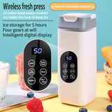 White Portable Wireless 420ML Blender Bottle (8.7x8.7x23.2CM) - 12-Blade Crushing Power, Self-Cleaning, USB Rechargeable for Juices & Smoothies - Front View