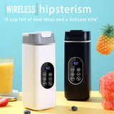 White Portable Wireless 420ML Blender Bottle (8.7x8.7x23.2CM) - 12-Blade Crushing Power, Self-Cleaning, USB Rechargeable for Juices & Smoothies - Side View