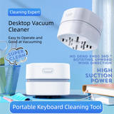 White Portable Handheld Cordless Mini Desktop Vacuum Cleaner - Powerful 10KPA Suction,  Efficient Dust & Debris Collection for Home, Office, and Student Use - Side View