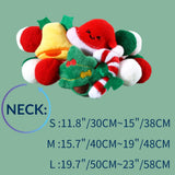 Christmas Pet Pom-Pom Adjustable Cotton Collar Set(2-Pack Size S) - Cat and Dog Holiday Costume, Cute Bell Hat and Tree Umbrella Designs - Top-Down View