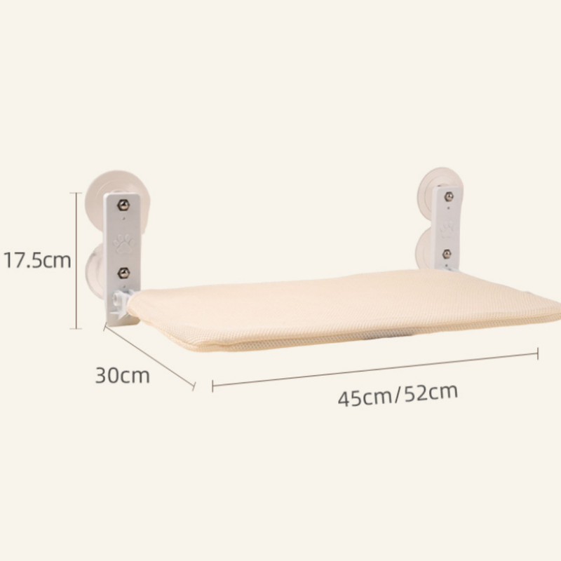 Foldable Window Thickened Plush Cat Perch(52 x 30 cm) - Warm Soft Plush Hammock with Strong 85mm Dual Suction Cups for Indoor Pets