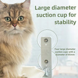 Foldable Window Beige Breathable Mesh Cat Perch(52 x 30 cm) - Cat Hammock with 85mm Strong Dual Suction Cups for Indoor Cats - Side View