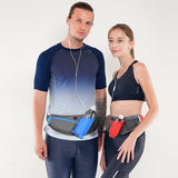 Blue Adjustable Large Capacity Outdoor Sports Running Waist Pack(Waistline 70-160CM) - Multifunctional Marathon Pouch With Water Bottle Holder & Headphone Exit - Top-Down View
