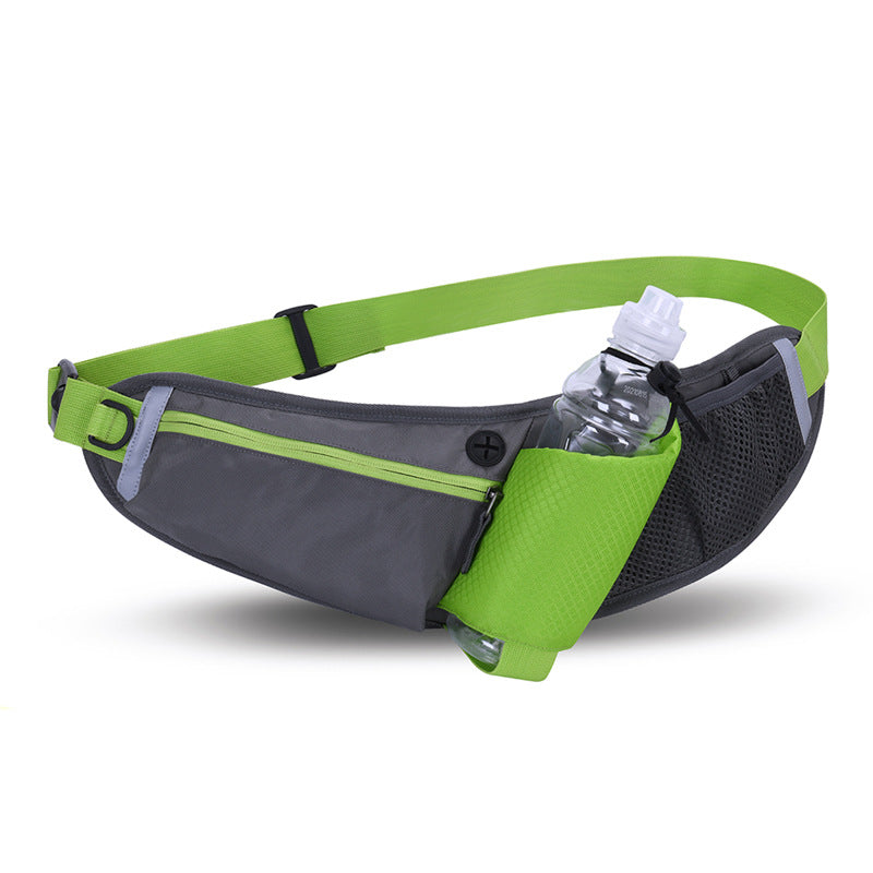 Green Adjustable Large Capacity Outdoor Sports Running Waist Pack(Waistline 70-160CM) - Multifunctional Marathon Pouch With Water Bottle Holder & Headphone Exit